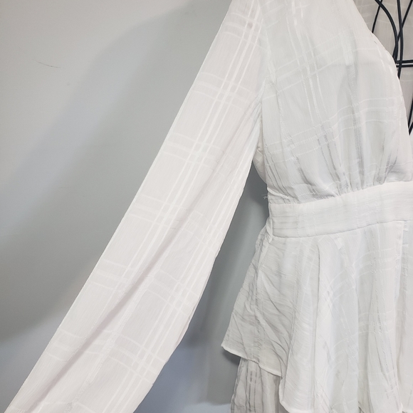 Selfie Leslie white bridal/Bachelorette party ruffled tie waist Romper - Picture 3 of 10